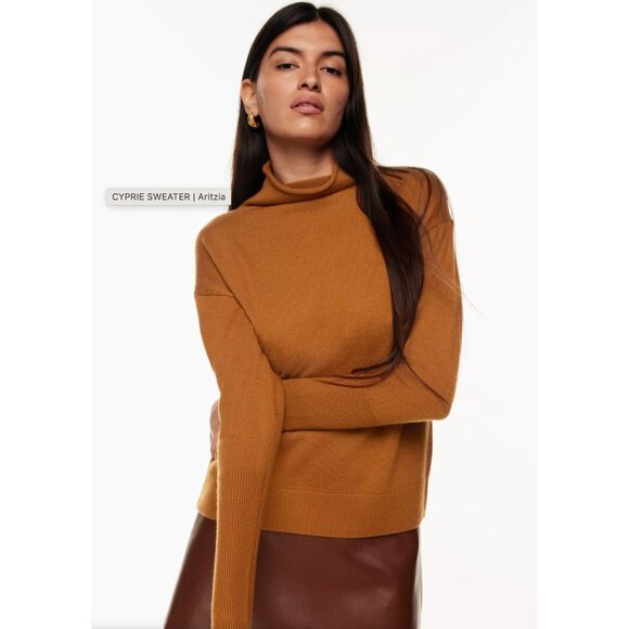 Aritzia Wilfred 100% Merino Wool Cyprie Funnel Neck Sweater Size Small - Picture 1 of 9